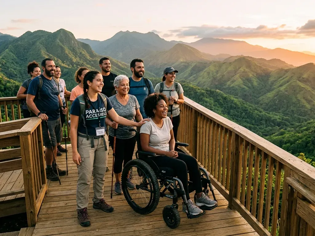 Two people sharing the view from an accessible overlook