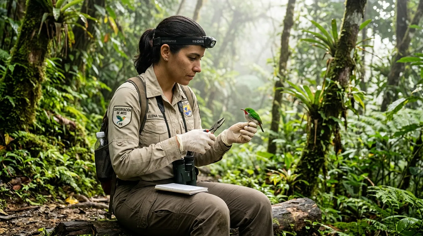 Ave silvestre entre plantas verdes del bosque